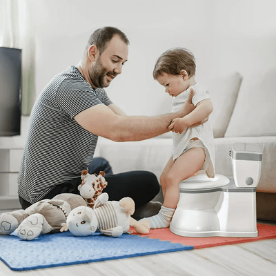 Salle de bains pour bébé gris avec siège amovible