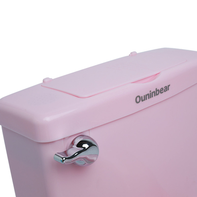 Toilette pour bébé en plastique à bouton à poignée avec siège d'entraînement à motifs imprimés en couleurs rose/bleu/blanc