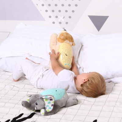 Groupe d'âge 2-4 ans Jouets en peluche d'éléphant doux sur mesure avec lumière de projection