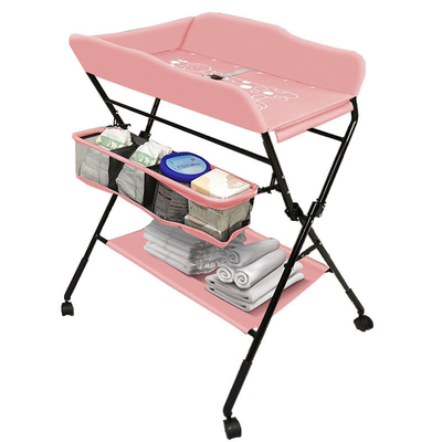 Table de changement de couche de bébé pliable portable avec rangement et coussinet mobile
