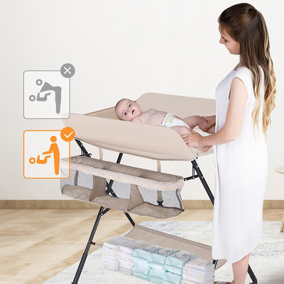 Table de changement de couche de bébé pliable portable avec rangement et coussinet mobile