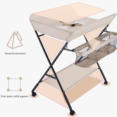 Table de changement de couche de bébé pliable portable avec rangement et coussinet mobile