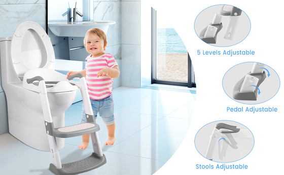 Grise + blanc 3 en 1 toilette avec escalier pour 1 à 6 ans