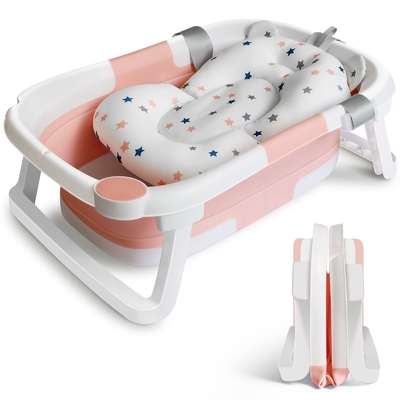 Une baignoire en plastique pliable légère pour bébé avec thermomètre électronique