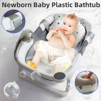 Une baignoire en plastique pliable légère pour bébé avec thermomètre électronique