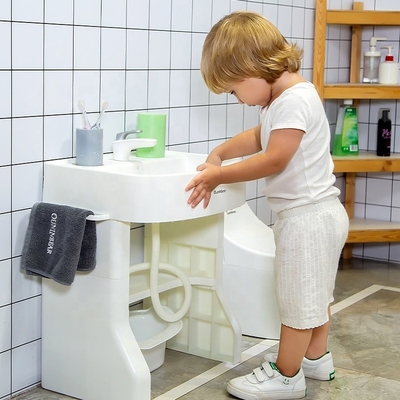 Simulation de salle de bain pour bébés, lavabo pour enfants, évier en plastique