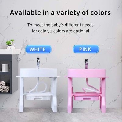 Ouninbear évier enfants laver bassin plastique avec la lumière et le réservoir d'eau en blanc