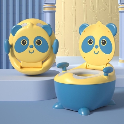 Adorable Panda en forme de bleu jaune dessin animé poupée de formation de bébé avec certification EN71