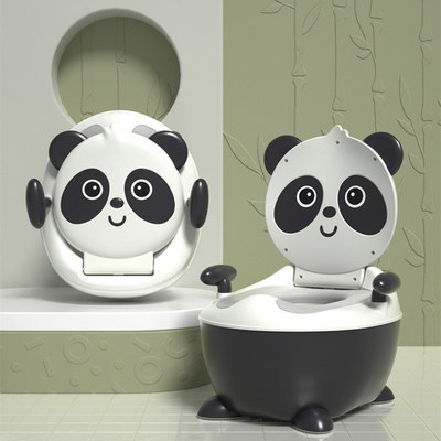 Cartoon Panda Baby Potty Toilette d'entraînement avec logo personnalisé en bleu jaune blanc noir