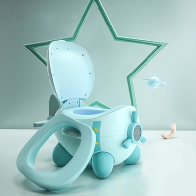 Logo personnalisé Avion dessin animé Potty d'entraînement de bébé en blanc / bleu / rose