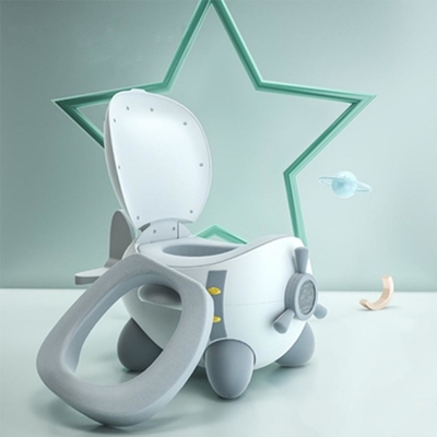 Logo personnalisé Avion dessin animé Potty d'entraînement de bébé en blanc / bleu / rose