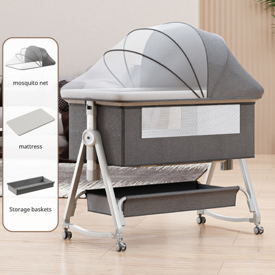 Berceau pour bébé multifonctionnel avec accouplement pliable réglable en hauteur, balancier portable et mobile, berceau, lit de couchage