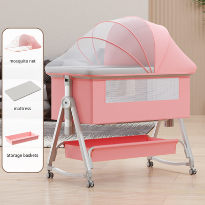 Berceau pour bébé multifonctionnel avec accouplement pliable réglable en hauteur, balancier portable et mobile, berceau, lit de couchage