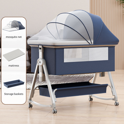 Berceau pour bébé multifonctionnel avec accouplement pliable réglable en hauteur, balancier portable et mobile, berceau, lit de couchage