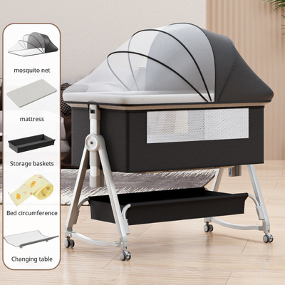 Berceau pour bébé multifonctionnel avec accouplement pliable réglable en hauteur, balancier portable et mobile, berceau, lit de couchage